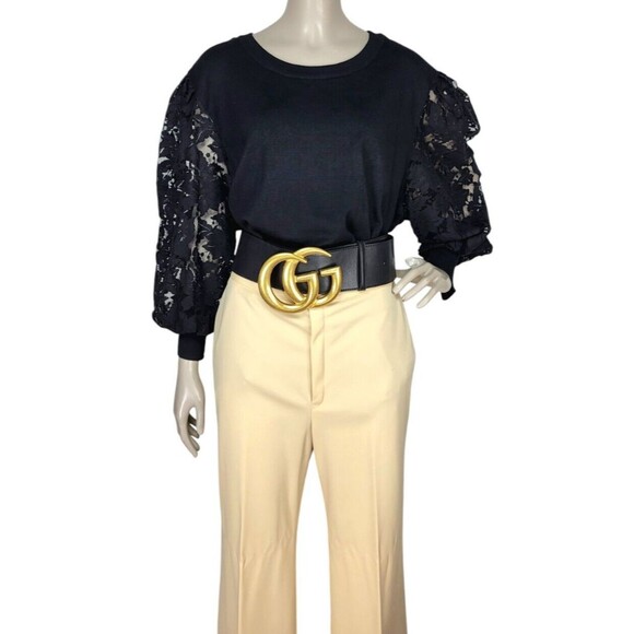 Black Lace Balloon Sleeve Round Neck Knit Tunic Liz Claiborne Top Plus Size 2X - Picture 4 of 9